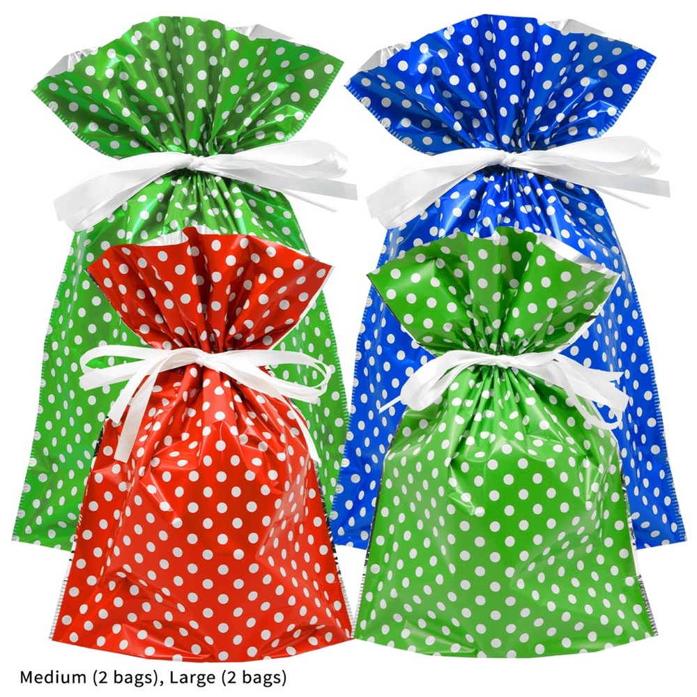 Polka Dot Gift Bags Set - Red, Green, Blue - Picture 2 of 9